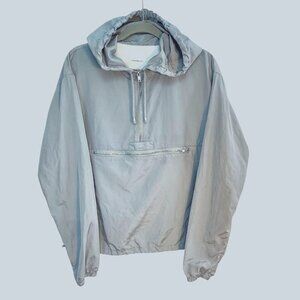 Thread & Supply Half-Zip Hooded Windbreaker - Light Blue Gray - Women's Large